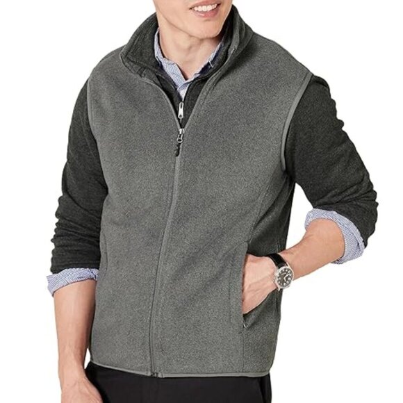 Amazon Essentials | NWT Men's Full-Zip Polar Fleece Vest Gray Size Small - Picture 1 of 8